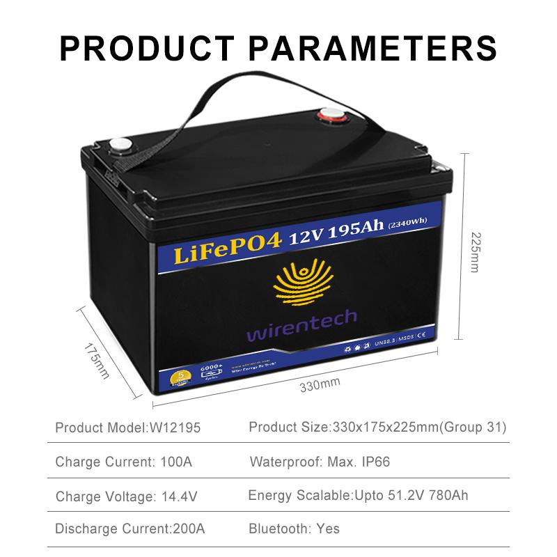 12v 195Ah Deep Cycle Lithium Battery For Yacht